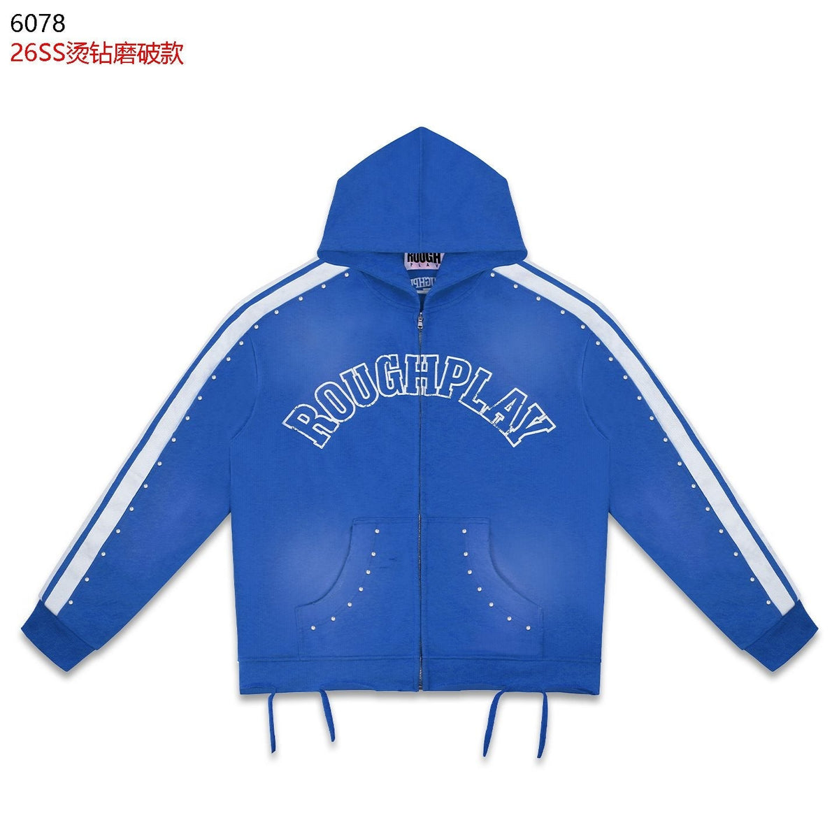 Rough Play Studded Stripe Full-Zip Hoodie — front